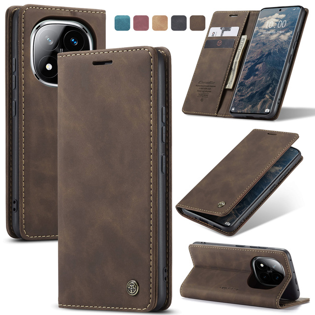 CaseMe Retro Wallet Card Slot Flip PU Leather Case for RedMi Note 14 13 12 Pro Lite Plus for Xiaomi Mi 13T 14T Poco X7 X6 Pro