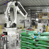 Équipement de palettisation robotisé à économie d'énergie contrôlé par PLC, avec servomoteur, boîte de vitesses et conception anti-poussière pour usine d'aliments pour animaux et d'engrais