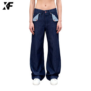 XUFEI <span class=keywords><strong>Jeans</strong></span> Originali da <span class=keywords><strong>Uomo</strong></span> in Denim Grezzo Giapponese Selvedge, Design Vintage Personalizzato, Vestibilità Larga e Dritta, Colore Indaco Scuro - Product Image 2