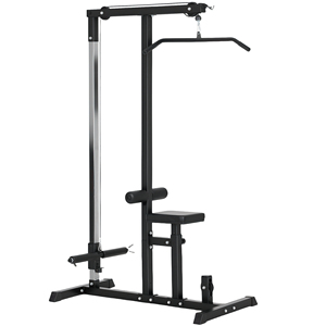 HOMCOM Home Station de fitness avec banc et câble réglable, acier 107x120x190cm noir - Product Image 1
