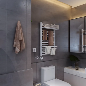 Radiateur de salle de bain électrique en acier 400*800 avec étagères, petit bac de rangement multi-niveaux - Product Image 5