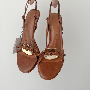 Sandali con tacco da donna con spalline in metallo sulla parte anteriore con tacco a spillo a punta <span class=keywords><strong>aperta</strong></span> alla caviglia scarpe estive - Product Image 2