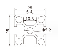 Profilé d'extrusion en aluminium T5 série 6000 léger 25x25/50x25 pour assemblages d'équipements de charpente industrielle, pliage et soudage