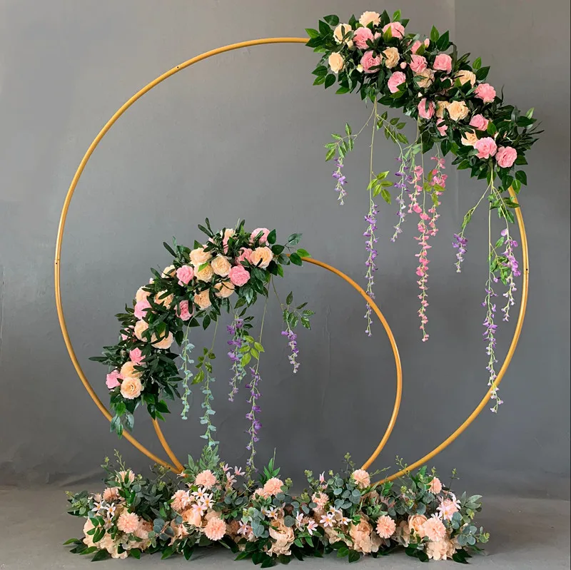 Party wedding decoration backdrop baby shower metal grid mesh backdrop flower balloon stand circle arch for sale