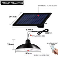 Lampe suspendue double à intensité variable avec télécommande intelligente, éclairage extérieur pour jardin et camping, panneau solaire séparé pour abri de jardin