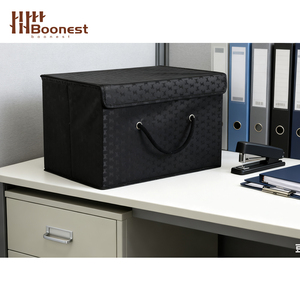 Boonest Black Houndstooth, boîte <span class=keywords><strong>de</strong></span> rangement en tissu à rabat, grande capacité, pliable, pour vêtements, avec poignée en corde - Product Image 6