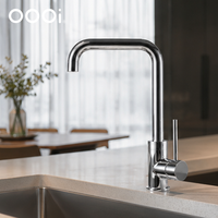 Robinet de cuisine noir en laiton massif à prix de gros, mitigeur rotatif pour évier, eau chaude et froide