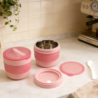 Boîte à lunch empilable de 450 ml en acier inoxydable 304, isolée, lavable au lave-vaisselle, utilisable au micro-ondes, étanche, écologique, sans BPA, de qualité alimentaire