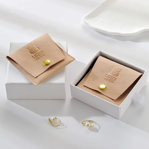 <b>Envelope</b> Jewelry Storage Fashion Microfiber Jewelry Packaging Bag Hidden Button Necklace Packaging Flannelette Flap Pouch - Product Image 3