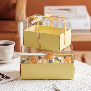 单<span class=keywords><strong>2</strong></span>/3/4/5瑞士卷纸包装盒甜点蛋糕面包店收纳盒带宠物窗口 - Product Image 2