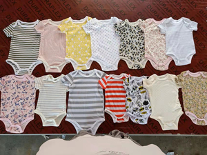 Branded Baby Wears Garment Stock Lots Original Cotton Baby Creeper Romper Bodysuits Surplus Overruns and <strong>Leftovers</strong> - Product Image 4