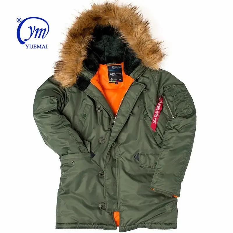 N3B fur hooded thick warm mens winter Safety parka russian winter coat Winter puffer jacket men long Parka