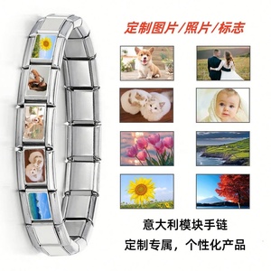 Pulsera de inspiración budista italiana ODM 2025, pulseras de eslabones de cadena de acero inoxidable plateado, pulsera italiana con dijes, dijes personalizados - Product Image 4