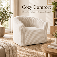 Fauteuil d’appoint moderne à dossier incurvé enveloppant, velours côtelé doux et moelleux, assise profonde, tailles personnalisé