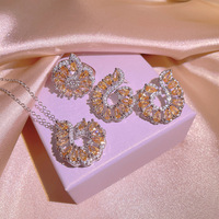 Collier de mariée KISS0130, forme géométrique, zircon jaune brillant et magnifique, bijoux de mode pour femmes