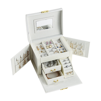 Boîte de rangement pour bijoux en cuir avec logo personnalisé OMT - Cadeau pour bagues, bracelets, colliers et boucles d'oreilles
