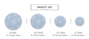 Assiettes de Dîner Haut de Gamme en Porcelaine Fine, Motif Fleurs Bleues Délicates, Résistantes au Lave-Vaisselle et au Micro-ondes - Product Image 4