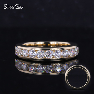 Starsgem Custom 3.2mm DEF VS Lab Diamond Channel Set 10k Yellow Gold Eternity <strong>Ring</strong> <strong>Plus</strong> <strong>Size</strong> Stackable Fine Jewelry - Product Image 1