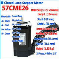 Moteur pas à pas Leadshine D57CM31 57 mm 3,1 Nm 5 A 2 phases 1,8 degré pour équipement CNC et d'automatisation