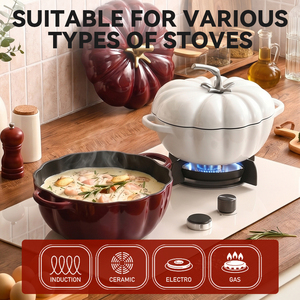 Casserole en fonte émaillée en forme <span class=keywords><strong>de</strong></span> tomate, grande capacité, antiadhésive et écologique, pour soupes et ragoûts - Product Image 6
