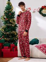 2026 Weihnachten Herren Grinch-Print Langarm-Schlafanzug Lustige Pyjamas für Männer
