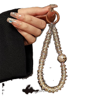 Correa de Teléfono Móvil de Metal Plateado con Diamantes, Pulsera Corta, Cordón, Llavero y Colgante, Accesorio Completo
