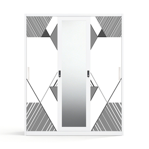Armoire métallique imprimée avec miroir et portes coulissantes 1500 mm - Product Image 2