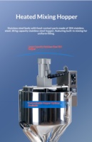 Machine de remplissage quantitative entièrement automatique avec agitation et chauffage, mélangeur chauffant pour liquides et pâtes épaisses, double chauffage.