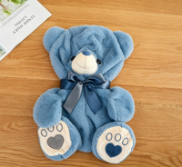 Offre Spéciale : Peaux d'ours en peluche douces style nœud papillon, économiques, avec broderie 'Love', type semi-ours en peluche