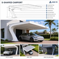 Kanopi Mobil Aluminium Bentuk S Eropa untuk Villa, Tempat Parkir Luar Ruangan untuk Sepeda dan Skuter Listrik