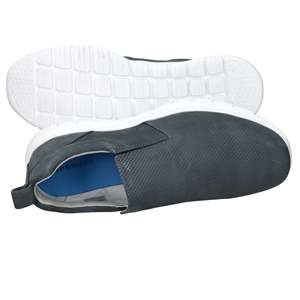 Mocassins pour hommes à enfiler, bleus, avec empeigne perforée et semelle blanche, chaussures de marche confortables - Product Image 5
