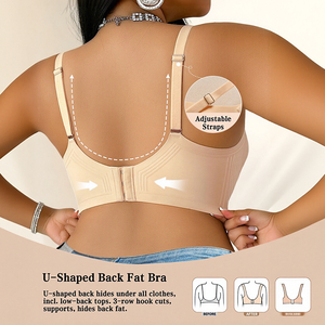 HBC <span class=keywords><strong>Reggiseno</strong></span> Donna Plus Size Senza Ferretto con Scollatura Profonda a V, Coppe 3/4, Traspirante ed Ecologico, con Imbottiture Rimovibili Effetto Lisciante e Push-Up in Gel - Product Image 2