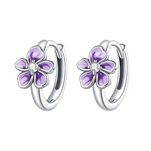 Orecchini da donna con fiore di campanula, design floreale dipinto a olio, orecchini alla moda per tutti i giorni in stile pastorale forestale - Product Image 3