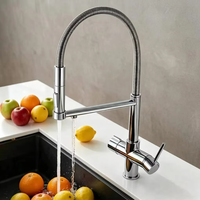 Échantillon d'usine Robinet de cuisine 4-en-1 à 3/4/5 voies avec douchette extractible finition chromée à poser sur le comptoir pour cuisine d'hôtel