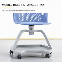 Chaise pivotante en plastique pour salle de classe intelligente certifiée CE, avec plateau de rangement et roulettes, pour étudiants