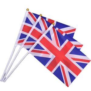 Bendera tangan kustom poliester negara nasional Inggris melambai tangan 21*14cm spanduk bendera Inggris