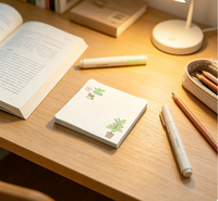 Bloc-notes autocollant en carton artistique personnalisé, impression numérique, estampage à chaud, design végétal, bloc-notes mémo, papeterie de bureau, logo