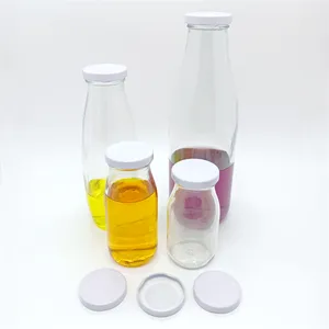 250ml Beverage/Milk/Juice Round Glass Bottle With Child Safty PP Lid Or Tinplate Lid factory price