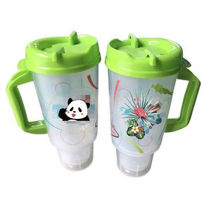 Customized Double-layer Plastic PP Transparent 32 oz 1000ml Car Mug Big Water <b>Cup</b> With <b>Straw</b> - Product Image 5