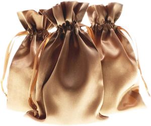 Sacs de shopping élégants en tissu satin bleu ciel, impression personnalisée, cordon de serrage, long ruban, pochette de rangement pour cadeaux - Product Image 3