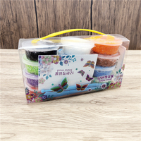 Boîte de rangement compartimentée en plastique transparent pour pâte à modeler pour enfants, boîte de présentation anti-poussière, organisateur d'articles d'artisanat pour la maternelle