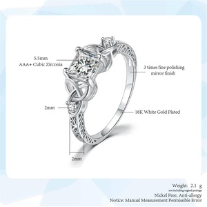 <span class=keywords><strong>Anello</strong></span> di Fidanzamento da Donna con Zirconia Cubica, <span class=keywords><strong>Anello</strong></span> Solitario con Fascia Intrecciata Infinita, Gioiello Vintage Irlandese per Promessa, Matrimonio, Regalo Nuziale - Product Image 6