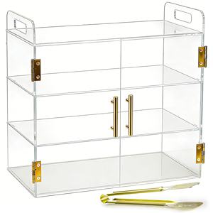 Boîte à <span class=keywords><strong>pain</strong></span> en acrylique sur mesure à 3 niveaux avec porte à ressort auto-fermante, conteneur alimentaire transparent commercial pour boulangerie, pâtisserie, café - Product Image 5