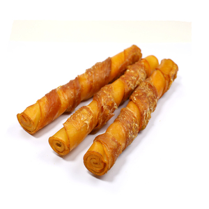 Pollo de piel de vaca Twist Wrapped Sticks Dog Treats 5 "Porkhide Twist Wrapped Chicken 3CT High-Protein Fácilmente digerible Comida para mascotas - Product Image 3