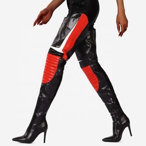 Colorful Mixed Color Women's Over Knee Boots Slim High <b>Heels</b> Side Zipper Pointed Shoes Lady Large Size 44 Thigh High Booties - Product Image 3