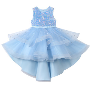 Robe de princesse pour enfants pour filles Style européen américain sans manches robe en dentelle <span class=keywords><strong>queue</strong></span> de fil gonflé pour la Performance de <span class=keywords><strong>piano</strong></span> de mariage - Product Image 5