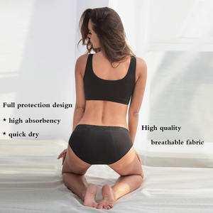 Shanhao OEM, ropa interior sostenible de talla grande para incontinencia, bragas de bikini a prueba de fugas de 4 capas de algodón para niñas, bragas para el período menstrual - Product Image 4