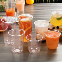 Gobelets en plastique jetables personnalisables de 95 mm-360 ml, transparents en PET, pour café, boissons, smoothies, bubble tea