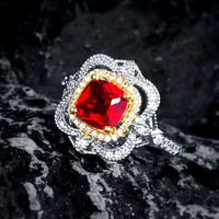 Luxe Rétro Bijoux De Luxe Simulation De Luxe Mozambique Pigeon Sang Rouge Rubis Anneaux Iris Conception Argent Couleur Anneau Pour Les Femmes