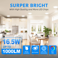 Plafonnier LED encastré mince ETL Energy Star, dimmable, sans scintillement, avec boîte de jonction, type panneau disque